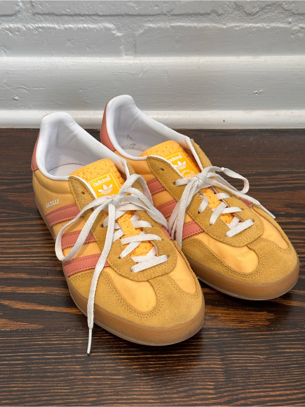 Adidas Gazelle trainers, yellow and pink